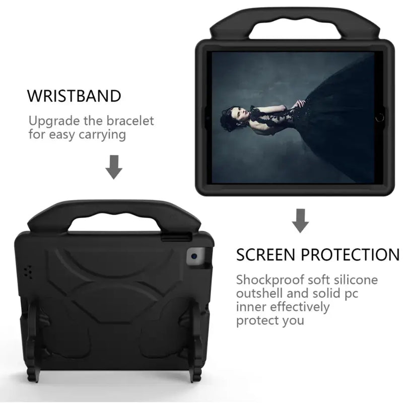 techplus EVA Protective Case for iPad 5/6 9.7" – Kids Tablet Cover with Handle & Thumbs up Stands Kickstand EVA Protective Case for iPad 5th and 6th Gen 9 7 Inch With Handle