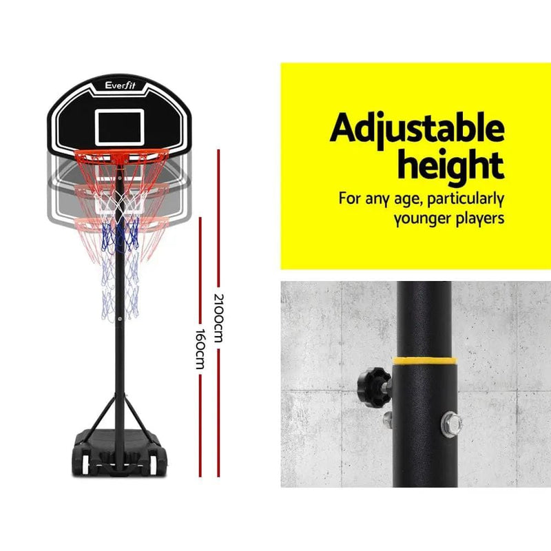SportZone.co.nz Sports & Fitness > Ball Sports > Basketball & Basketball Accessories Everfit 2.1M Basketball Hoop Stand System Adjustable Portable Pro Kids Black Everfit 2.1M Basketball Hoop Stand System Adjustable Portable Pro Kids Black