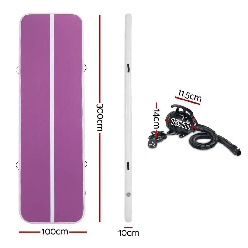 SportZone.co.nz Sports & Fitness > Exercise, Gym & Fitness > Gymnastics Everfit 3M Air Track Inflatable Gymnastics Mat Purple With Pump Everfit 3M Air Track Gymnastics Mat Purple With Pump