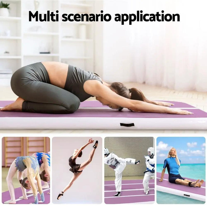 SportZone.co.nz Sports & Fitness > Exercise, Gym & Fitness > Gymnastics Everfit 3M Air Track Inflatable Gymnastics Mat Purple With White Stripe Everfit Air Track Gymnastics Mat Purple Stripe