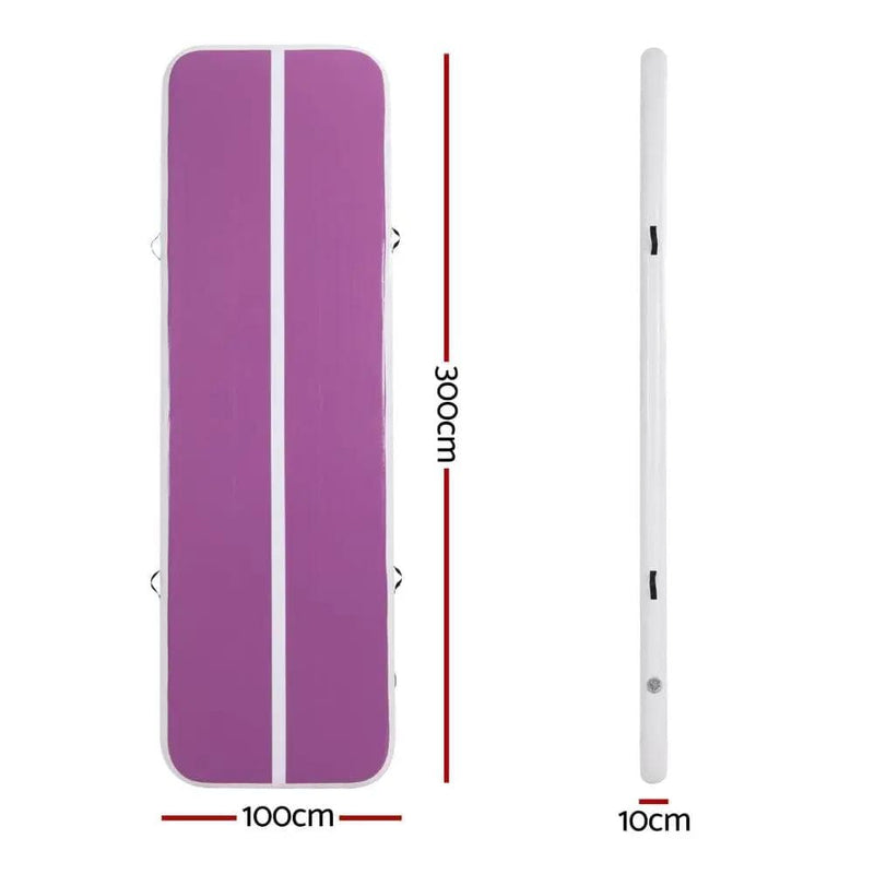 SportZone.co.nz Sports & Fitness > Exercise, Gym & Fitness > Gymnastics Everfit 3M Air Track Inflatable Gymnastics Mat Purple With White Stripe Everfit Air Track Gymnastics Mat Purple Stripe
