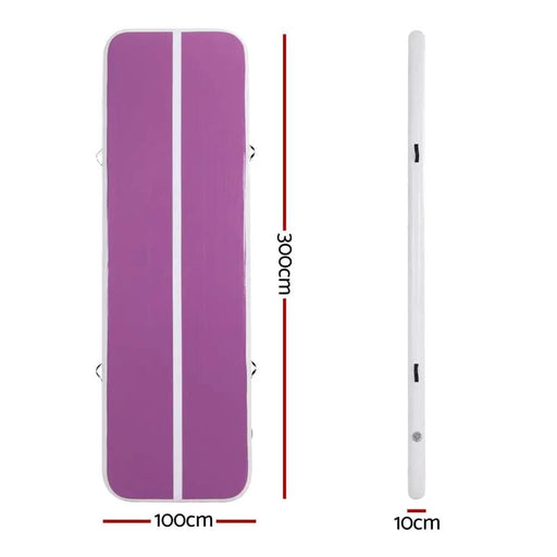SportZone.co.nz Sports & Fitness > Exercise, Gym & Fitness > Gymnastics Everfit 3M Air Track Inflatable Gymnastics Mat Purple With White Stripe Everfit Air Track Gymnastics Mat Purple Stripe