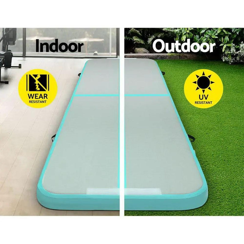 SportZone.co.nz Sports & Fitness > Fitness Accessories Everfit 3m x 1m Air Track Mat Gymnastics Mint Green And Grey Everfit Air Track Mat 3m x 1m Gymnastics Mint