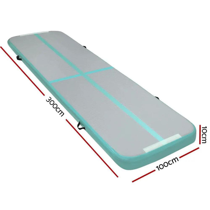SportZone.co.nz Sports & Fitness > Fitness Accessories Everfit 3m x 1m Air Track Mat Gymnastics Mint Green And Grey Everfit Air Track Mat 3m x 1m Gymnastics Mint