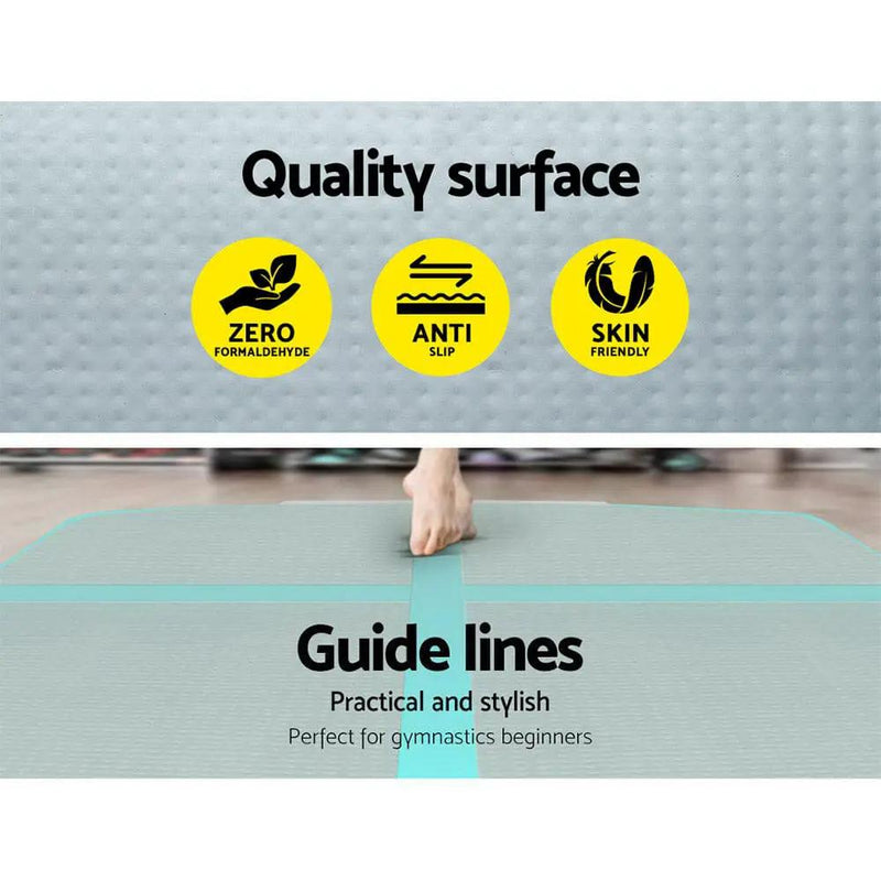 SportZone.co.nz Sports & Fitness > Fitness Accessories Everfit 3m x 1m Air Track Mat Gymnastics Mint Green And Grey Everfit Air Track Mat 3m x 1m Gymnastics Mint