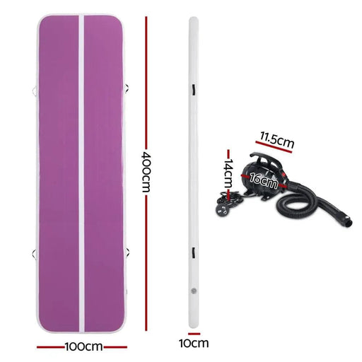 SportZone.co.nz Sports & Fitness > Exercise, Gym & Fitness > Gymnastics Everfit 4M Air Track Gymnastics Tumbling Exercise Yoga Mat W/ Pump Inflatable Purple Everfit 4M Air Track Gymnastics Tumbling Exercise Yoga Mat W/ Pump Inflatable Purple