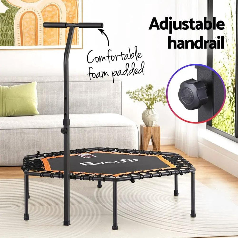 SportZone.co.nz Sports & Fitness > Trampolines > Trampolines & Accessories Everfit 51 Inch Hexagon Trampoline Rebounder With Adjustable Handrail Orange Everfit 51 Inch Hexagon Trampoline with Handrail