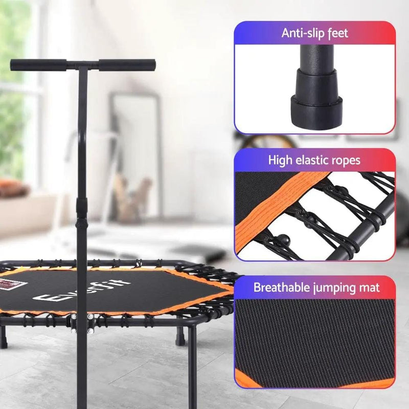 SportZone.co.nz Sports & Fitness > Trampolines > Trampolines & Accessories Everfit 51 Inch Hexagon Trampoline Rebounder With Adjustable Handrail Orange Everfit 51 Inch Hexagon Trampoline with Handrail