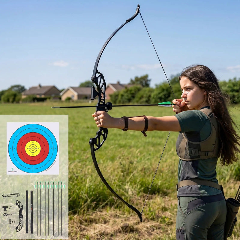 SportZone.co.nz Baby & Kids > Baby & Kid's Toys > Outdoor Play Equipment Everfit 55lb Recurve Bow Arrow Set Takedown For Beginners Green Everfit 55lb Recurve Bow Arrow Set for Beginners