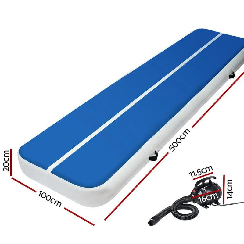 SportZone.co.nz Sports & Fitness > Fitness Accessories Everfit 5x1m Inflatable Air Track Mat 20cm Thick With Pump For Gymnastics Blue Everfit 5x1m Inflatable Air Track Mat 20cm Thick Blue