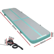 Everfit GoFun 3X1M Inflatable Air Track Mat with Pump Tumbling Gymnastics Green by SportZone.co.nz
