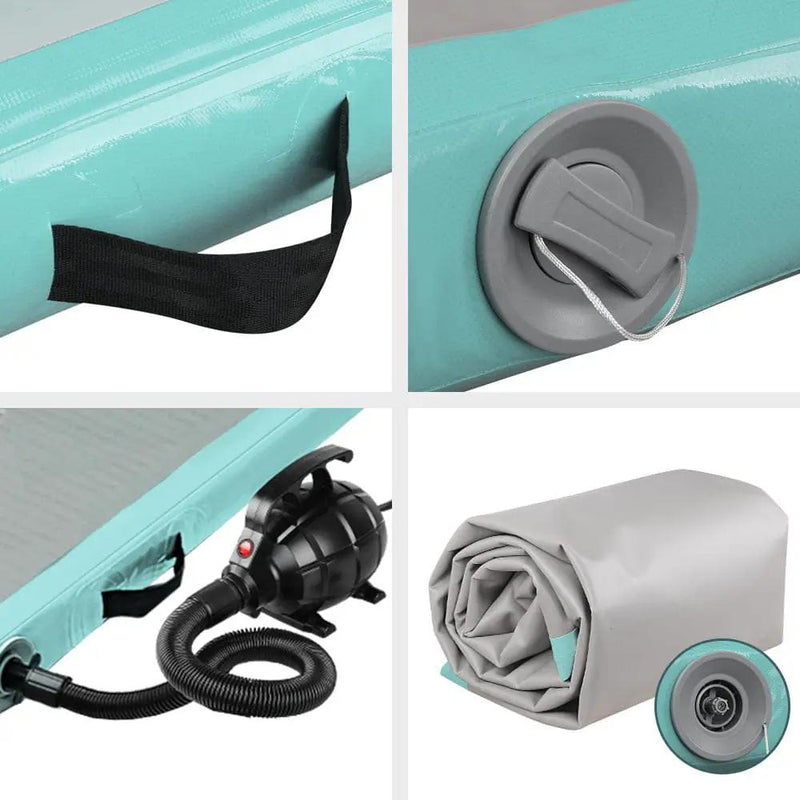 Everfit GoFun 3X1M Inflatable Air Track Mat with Pump Tumbling Gymnastics Green by SportZone.co.nz