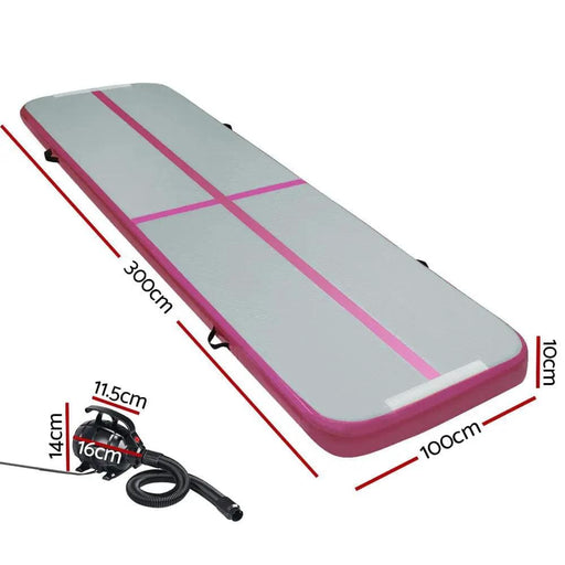 SportZone.co.nz Sports & Fitness > Fitness Accessories Everfit GoFun 3x1M Inflatable Air Track Mat With Pump Pink Everfit Air Track Mat 3x1M With Pump Pink