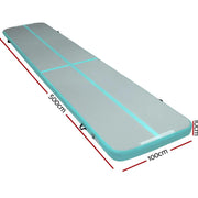 Everfit GoFun 5X1M Inflatable Air Track Mat Tumbling Floor Home Gymnastics Green by SportZone.co.nz