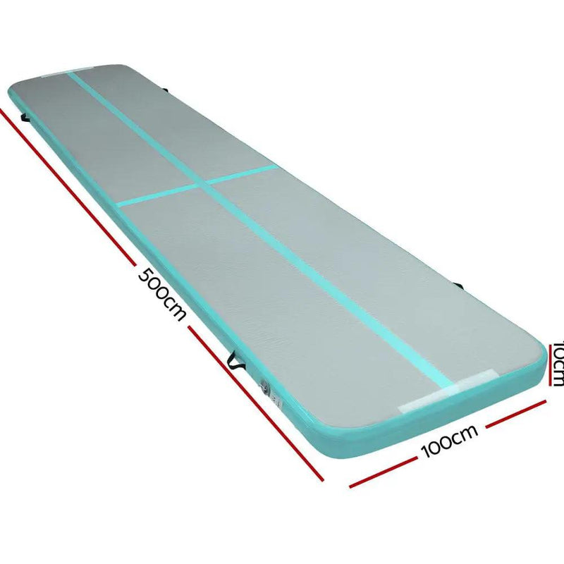 Everfit GoFun 5X1M Inflatable Air Track Mat Tumbling Floor Home Gymnastics Green by SportZone.co.nz