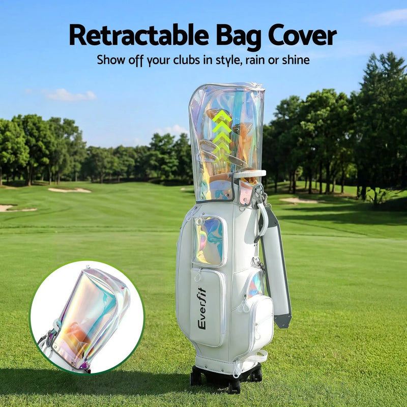 SportZone.co.nz Sports & Fitness > Golf > Golf Accessories Everfit White Rolling Golf Cart Bag With Cooler Pocket And Wheels Everfit White Rolling Golf Cart Bag With Cooler Pocket