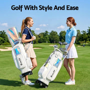 SportZone.co.nz Sports & Fitness > Golf > Golf Accessories Everfit White Rolling Golf Cart Bag With Cooler Pocket And Wheels Everfit White Rolling Golf Cart Bag With Cooler Pocket