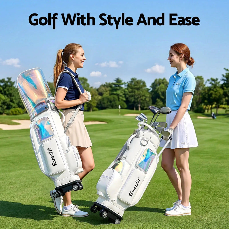 SportZone.co.nz Sports & Fitness > Golf > Golf Accessories Everfit White Rolling Golf Cart Bag With Cooler Pocket And Wheels Everfit White Rolling Golf Cart Bag With Cooler Pocket