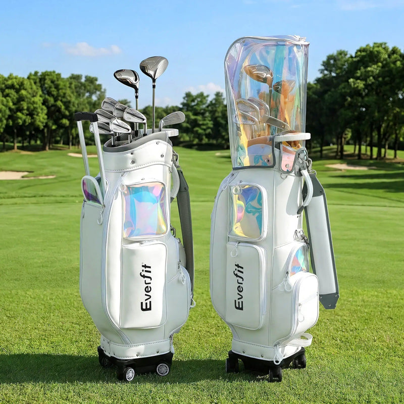 SportZone.co.nz Sports & Fitness > Golf > Golf Accessories Everfit White Rolling Golf Cart Bag With Cooler Pocket And Wheels Everfit White Rolling Golf Cart Bag With Cooler Pocket