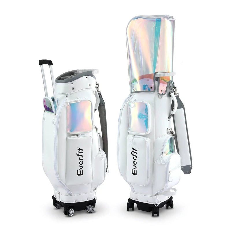 SportZone.co.nz Sports & Fitness > Golf > Golf Accessories Everfit White Rolling Golf Cart Bag With Cooler Pocket And Wheels Everfit White Rolling Golf Cart Bag With Cooler Pocket