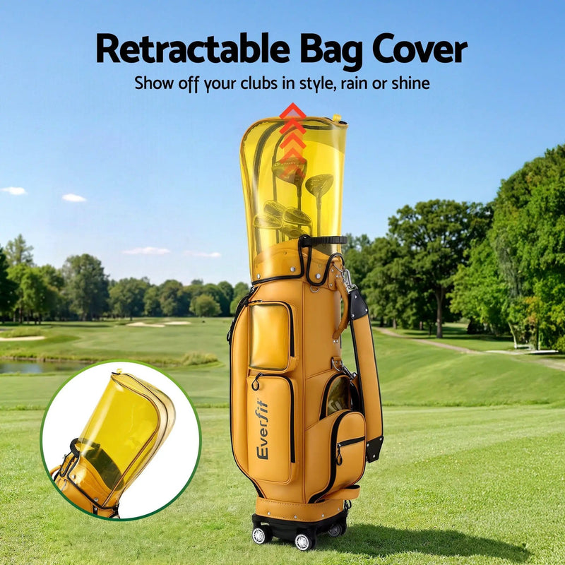SportZone.co.nz Sports & Fitness > Golf > Golf Accessories Everfit Golf Cart Bag Rolling Trolley With Telescopic Handle And Cooler Pocket Everfit Golf Cart Bag With Telescopic Handle And Cooler
