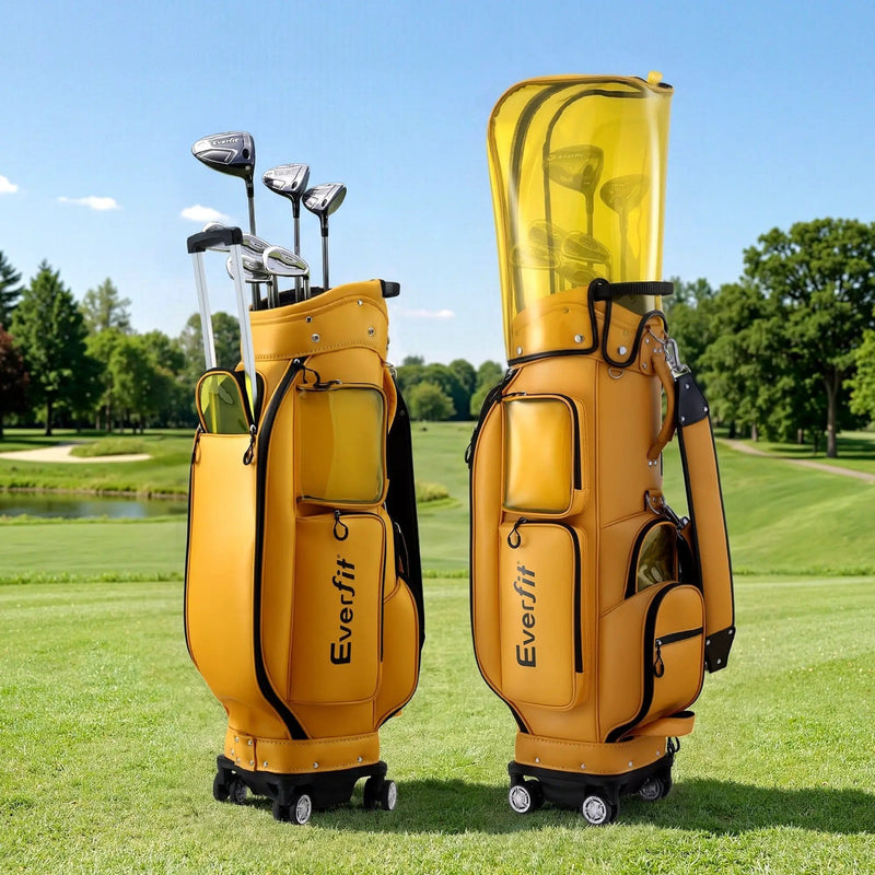 SportZone.co.nz Sports & Fitness > Golf > Golf Accessories Everfit Golf Cart Bag Rolling Trolley With Telescopic Handle And Cooler Pocket Everfit Golf Cart Bag With Telescopic Handle And Cooler