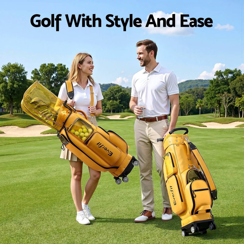 SportZone.co.nz Sports & Fitness > Golf > Golf Accessories Everfit Golf Cart Bag Rolling Trolley With Telescopic Handle And Cooler Pocket Everfit Golf Cart Bag With Telescopic Handle And Cooler