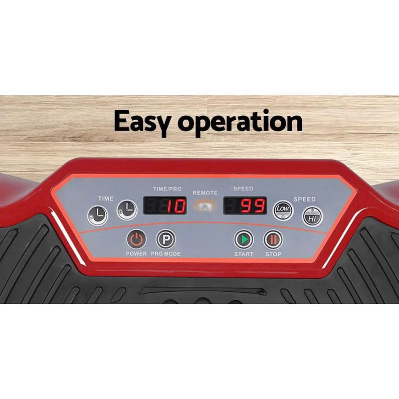 SportZone.co.nz Sports & Fitness > Exercise, Gym & Fitness > Vibration Exercise Machines Everfit Vibration Plate With Resistance Rope For Home Fitness Dark Red Everfit Vibration Plate With Resistance Rope