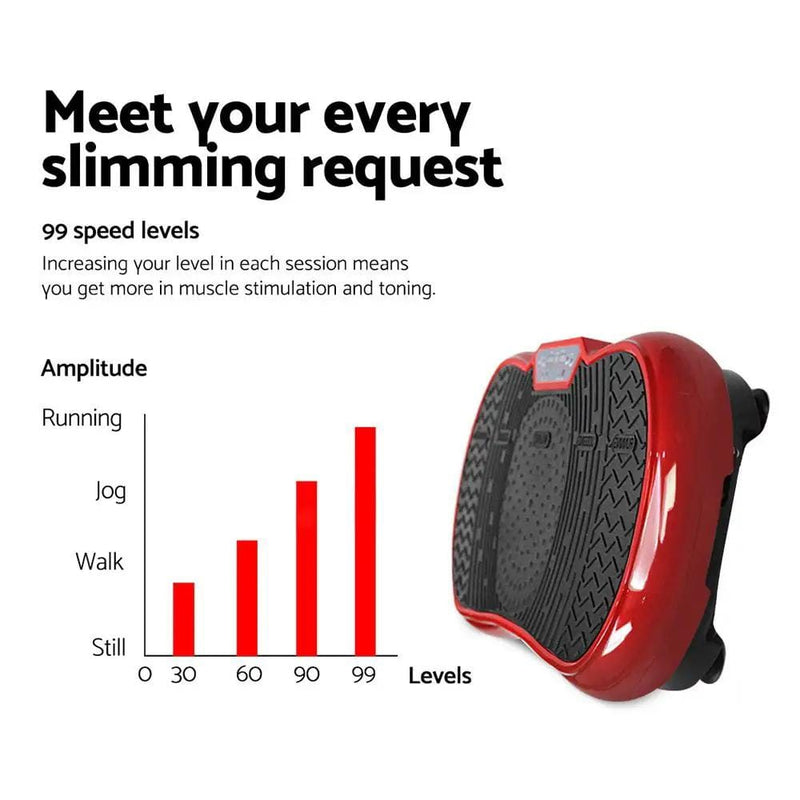 SportZone.co.nz Sports & Fitness > Exercise, Gym & Fitness > Vibration Exercise Machines Everfit Vibration Plate With Resistance Rope For Home Fitness Dark Red Everfit Vibration Plate With Resistance Rope