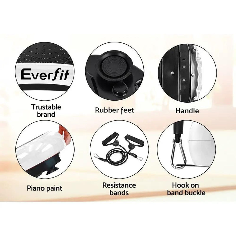 SportZone.co.nz Sports & Fitness > Exercise, Gym & Fitness > Vibration Exercise Machines Everfit Vibration Platform With Resistance Bands For Home Gym White Everfit Vibration Platform With Resistance Bands