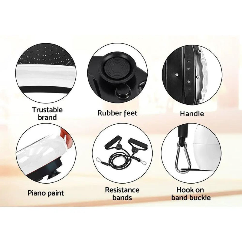 SportZone.co.nz Sports & Fitness > Exercise, Gym & Fitness > Vibration Exercise Machines Everfit Vibration Platform With Resistance Bands For Home Gym White Everfit Vibration Platform With Resistance Bands
