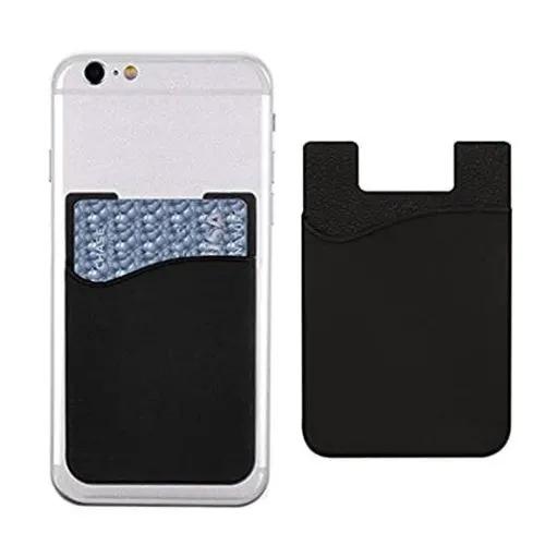 Black Silicone Credit Card Holder Pocket Case Sticker Phone by salelink.co.nz