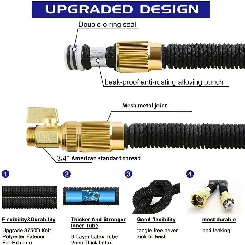 Expandable High-Pressure Garden Water Hose with 3/4" Bimetallic Joint (different sizes available) by Habicare