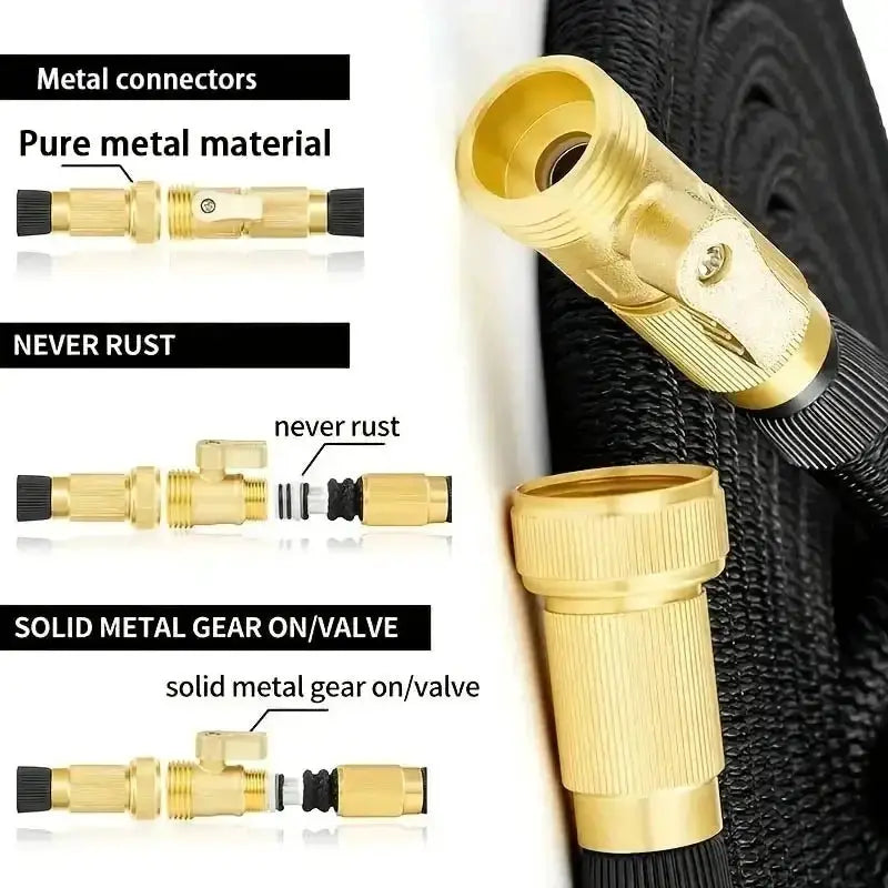 Expandable High-Pressure Garden Water Hose with 3/4" Bimetallic Joint (different sizes available) by Habicare