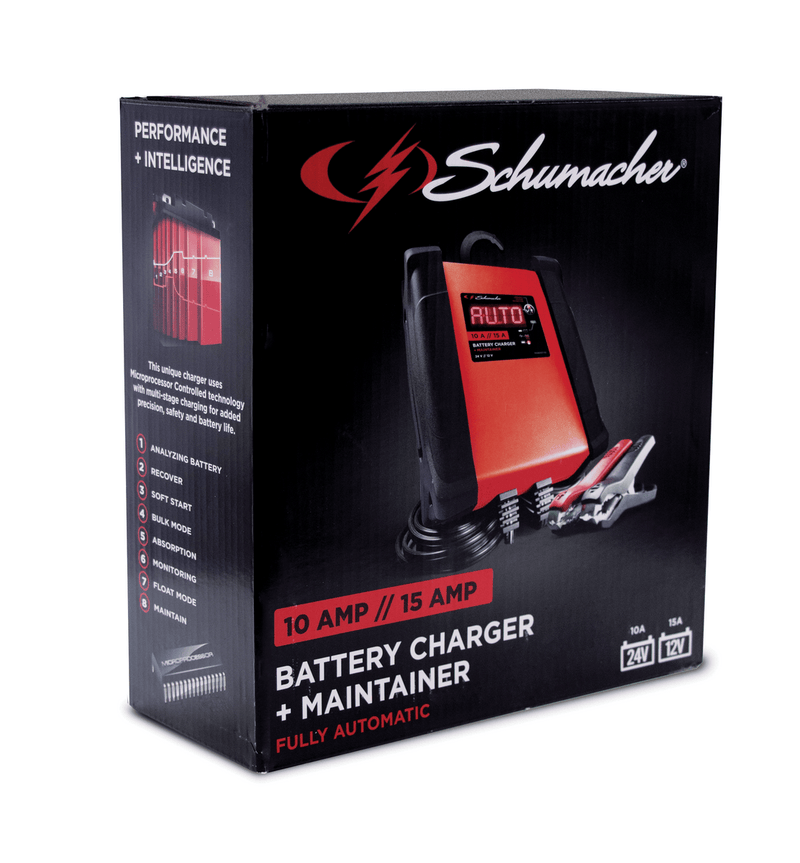 Schumacher Battery Chargers Schumacher SPI1224 Battery Charger 12V 15Amp 24V 10Amp Microprocessor Controlled Multi Stage With Scrolling Digital Display Schumacher SPI1224 Battery Charger 12V 15Amp 24V 10Amp Microprocessor Controlled Multi Stage With Scrolling Digital Display
