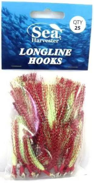 LongLine Flies 25 PCS Chartreuse/Red by NZ Diver