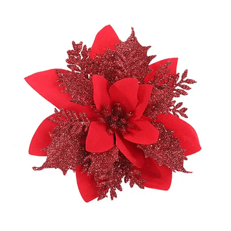 15PCS Christmas Glitter Fake Flowers Decorations by salelink.co.nz