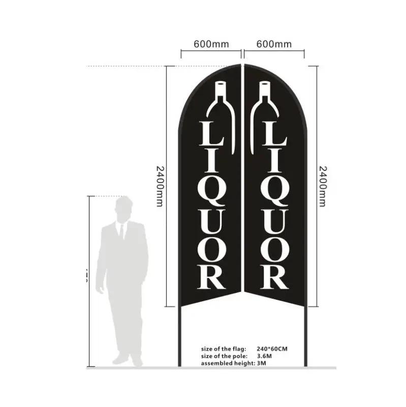 'LIQUOR' 3.4m Ground Drill/SET Commercial Feather Banner Flag by dealonline.co.nz