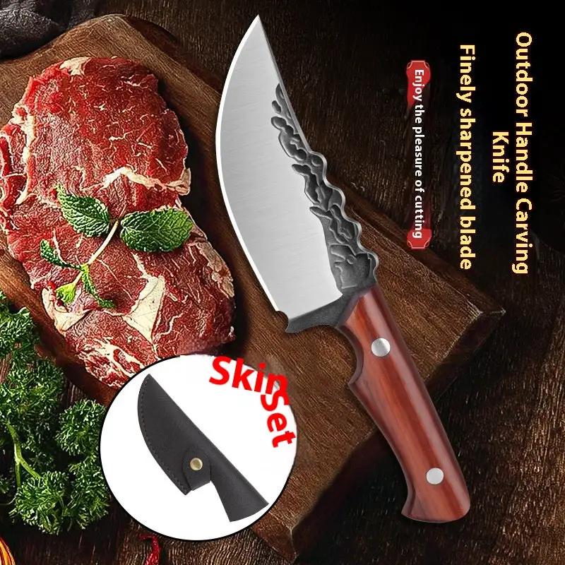 Hand-forged Red Pear Solid Wood Handle Outdoor Camping Handle Meat Knife TIGU30 by China Dropship