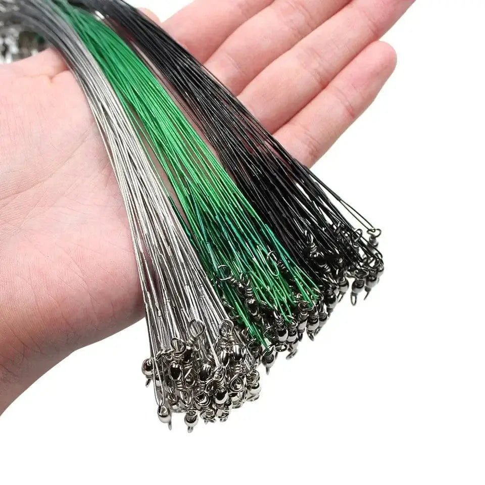 Anti Bite Steel Fishing Line Steel Wire Leader With Swivel Fishing Accessory Lead Core Leash Fishing Wire 15cm 20cm 30cm