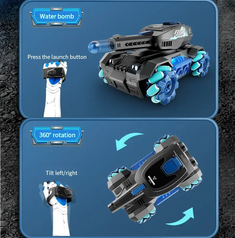 RC Tank Shoots Gesture Sensing Rc Stunt Car Light &amp; Music Water Bullet Ball by dealonline.co.nz