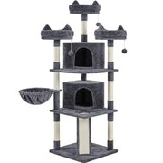 Large Cat Tree Big Cat House Plush Cat Tower by Yaheetech