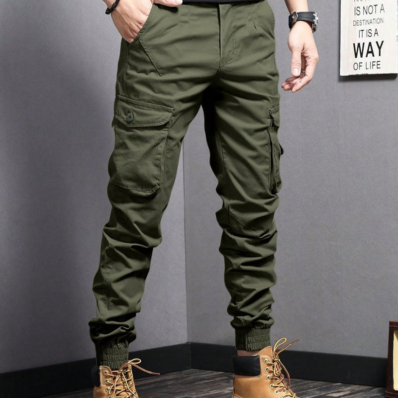 Men's Cotton Cargo Pants With Breathable Fabric And Multiple Pockets For Hiking
