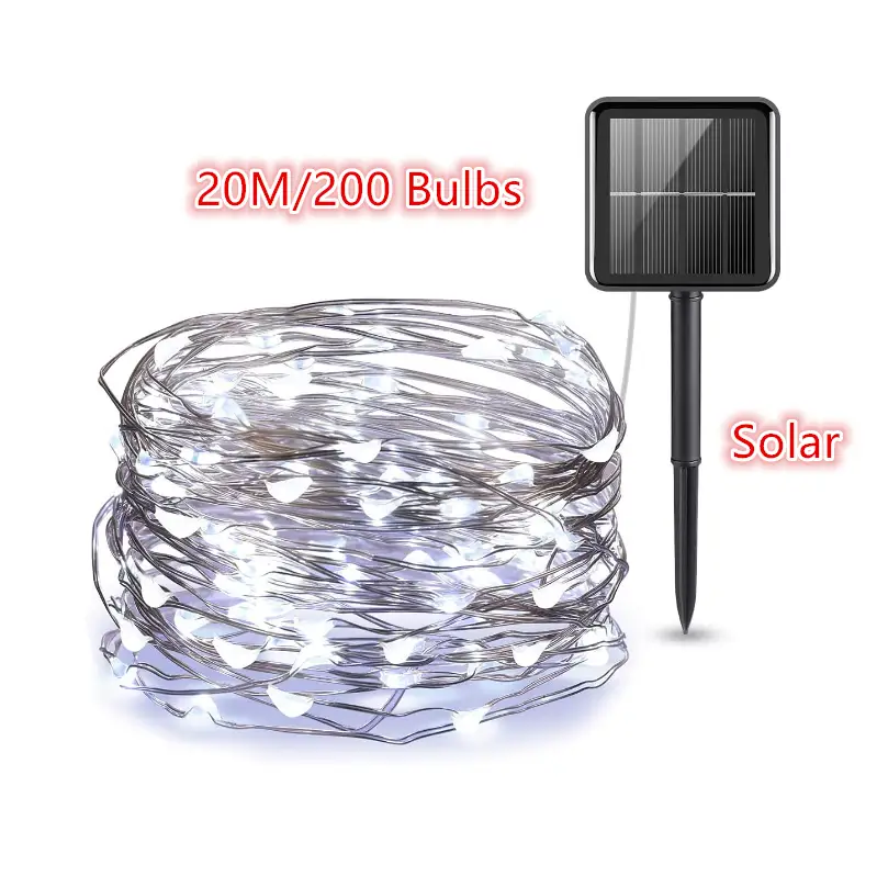 Outdoor Solar String Lights Copper Wire Christmas Wedding Party 20M (200 bulbs) by dealonline.co.nz