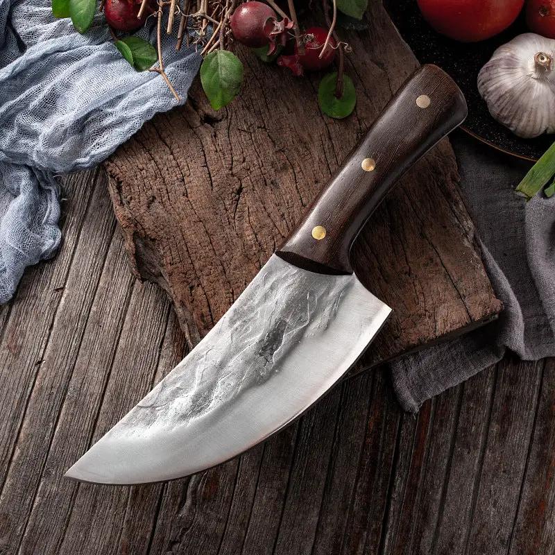 Cutting Meat With Carbon Steel Butcher Knife Brown by China Dropship