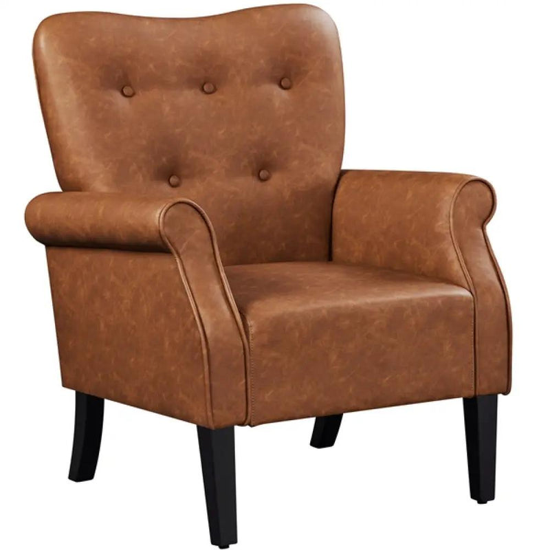 Mid-century Modern Faux Leather Accent Chair Armchair by Yaheetech