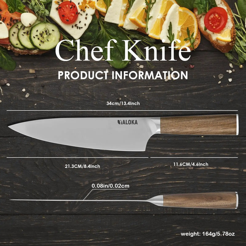 Chef Knife - 8-Inch Professional Japanese Kitchen Knife, Ultra Sharp Gyuto Knife Full Tang Ergonomic Natural Wood Handle, Cooking Knife With Gift Box - 8Inch Chef Knife by China Dropship