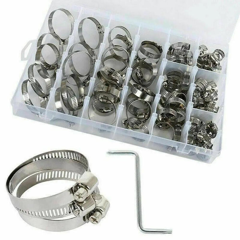 90PCS Hose Pipe Clamps Clips 8-32MM + Z Shaped Tool by salelink.co.nz