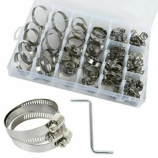 90PCS Hose Pipe Clamps Clips 8-32MM + Z Shaped Tool by salelink.co.nz