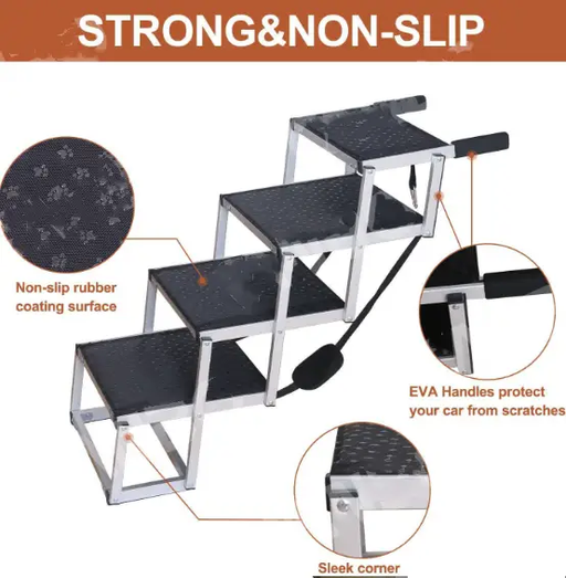 Adjustable Aluminum Dog Stairs Dog Ramp Pet Ladder by salelink.co.nz